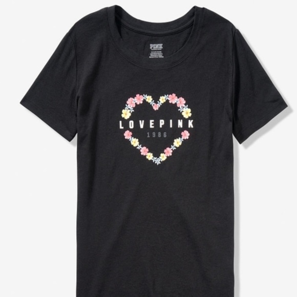 PINK Victoria's Secret Tops - Sale-Victoria Secret's Pink  PerfectCrew Tee Black